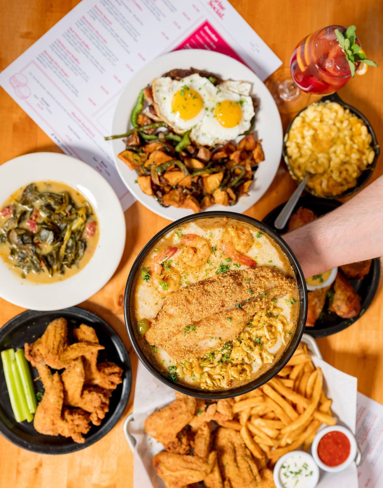 A full table of signature Sunrise Social dishes